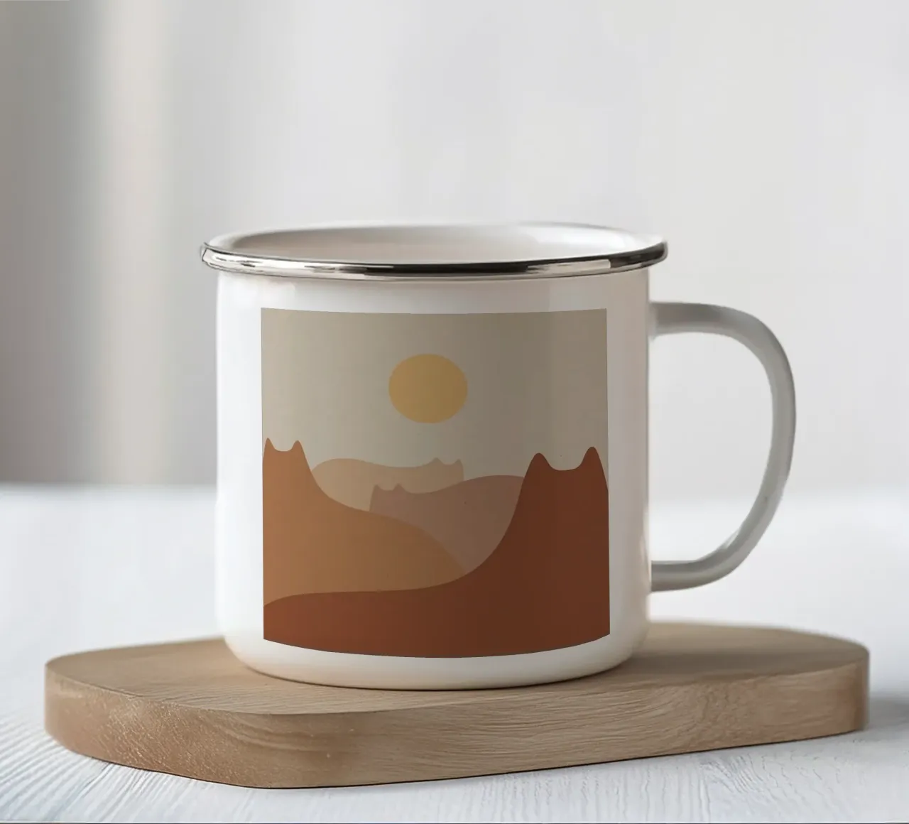 cat shape mountain in sunset tazza in smalto da grace