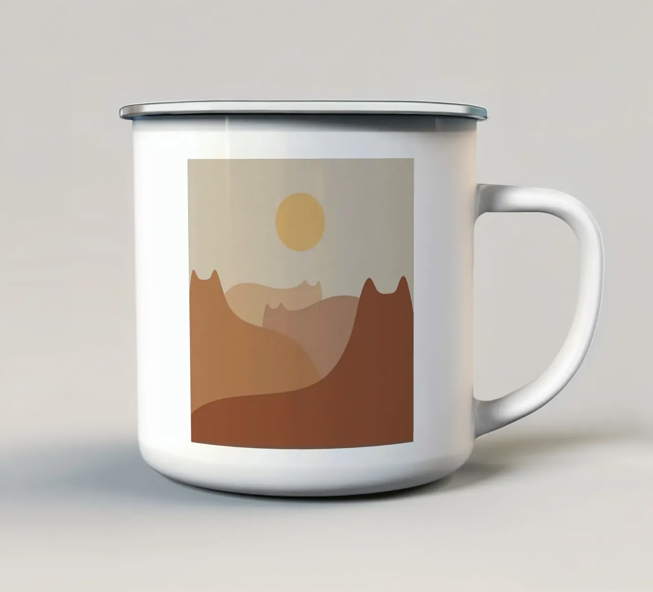 cat shape mountain in sunset tazza in smalto da grace