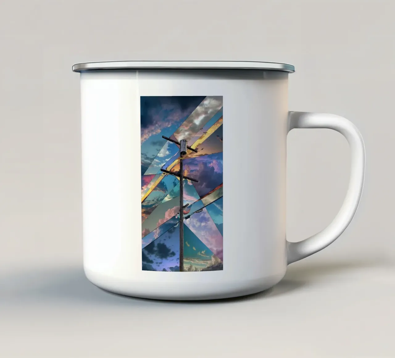 sky piece clouds tazza in smalto da comura