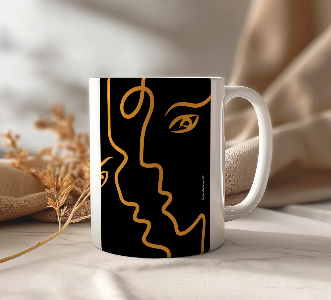 Face to face tazza in ceramica da Mike Leymi