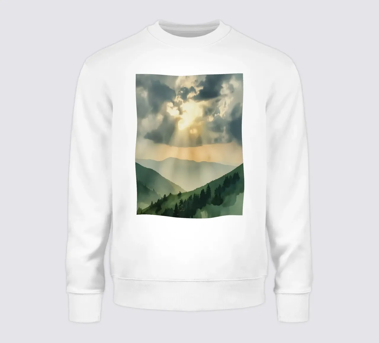 Paesaggio montano con raggi di sole felpa da DesignDoodle