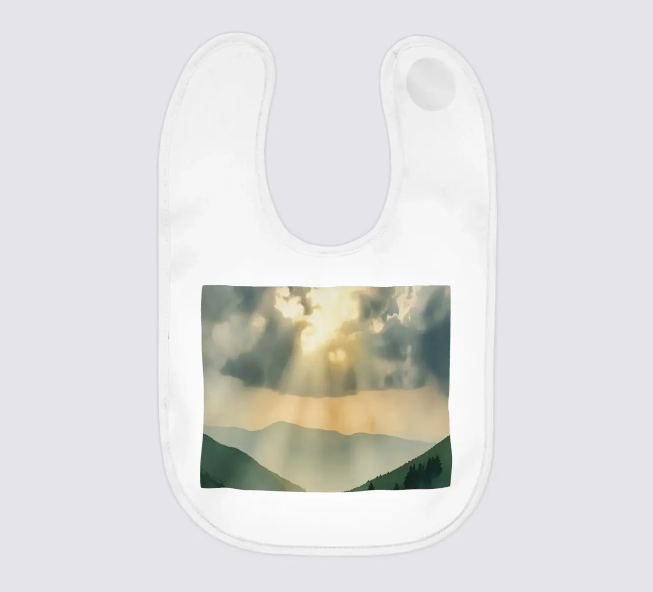 Paesaggio montano con raggi di sole bavaglino da DesignDoodle