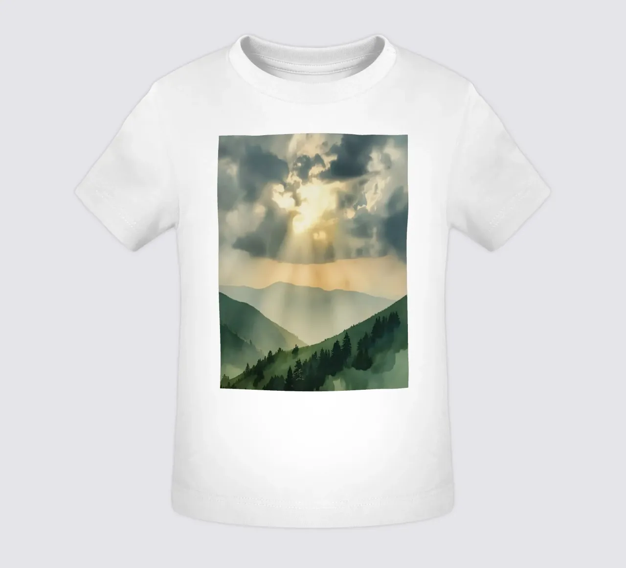 Paesaggio montano con raggi di sole maglietta neonato da DesignDoodle
