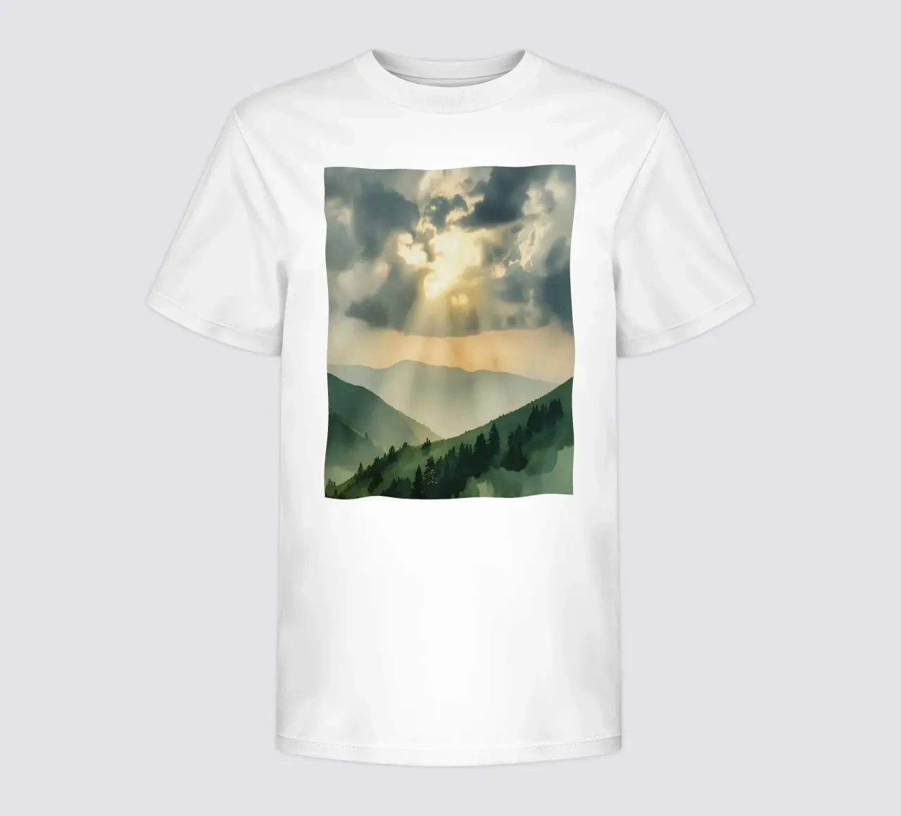 Paesaggio montano con raggi di sole t-shirt bambini da DesignDoodle