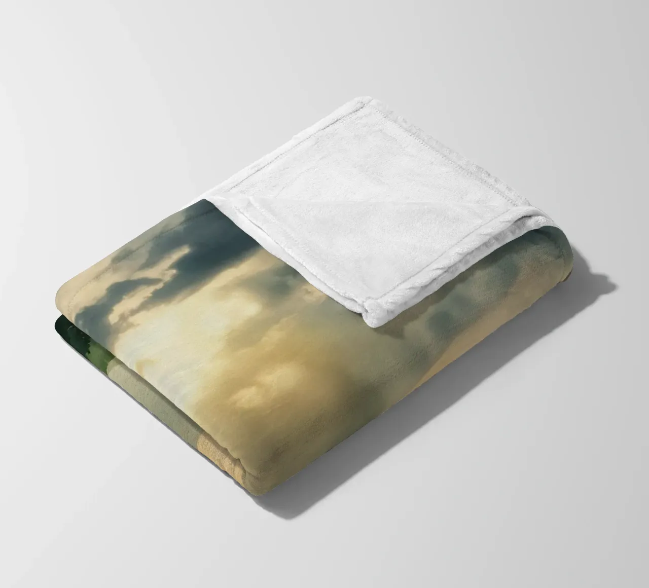 Paesaggio montano con raggi di sole coperta in pile da DesignDoodle