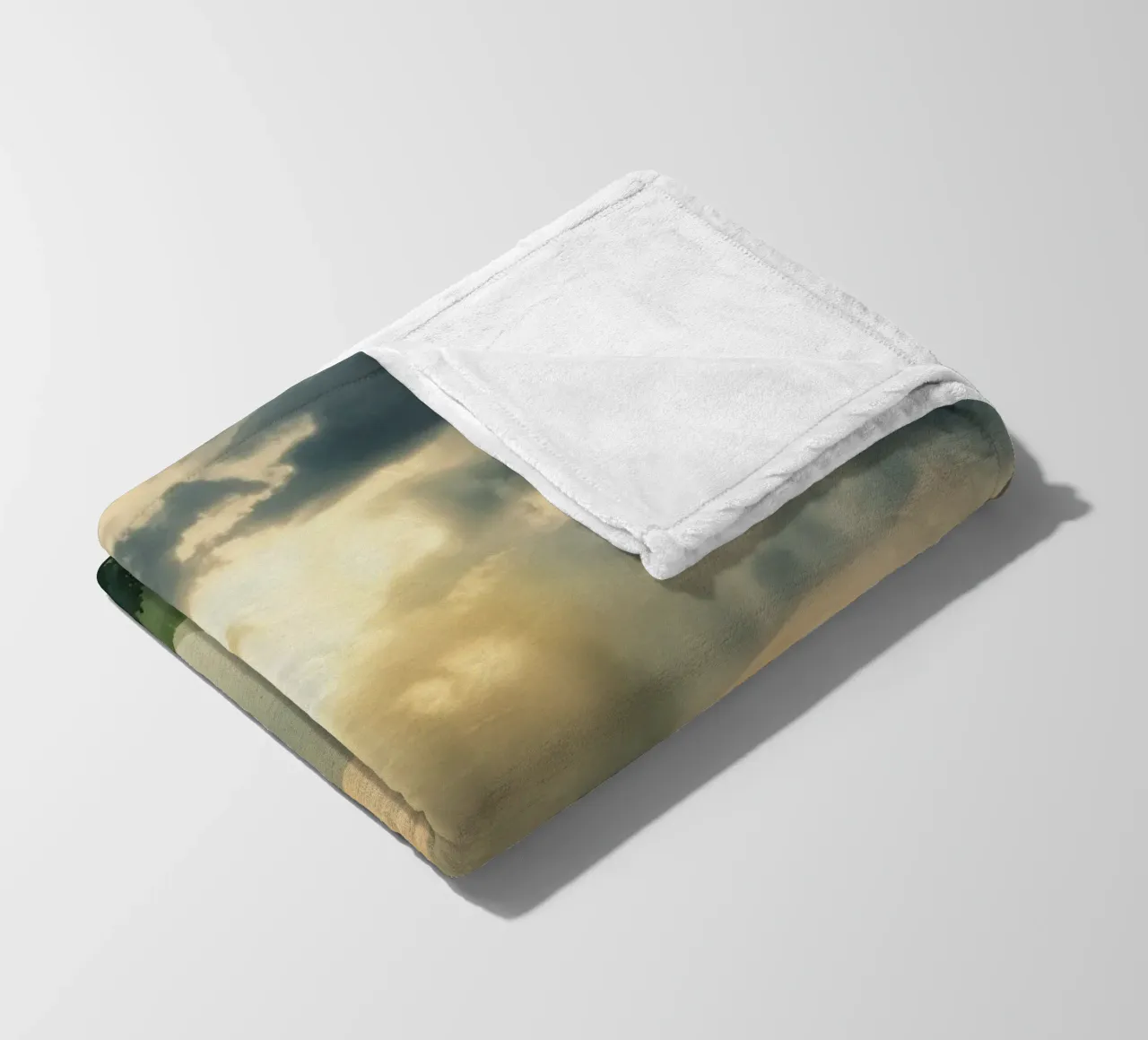 Paesaggio montano con raggi di sole coperta in pile da DesignDoodle