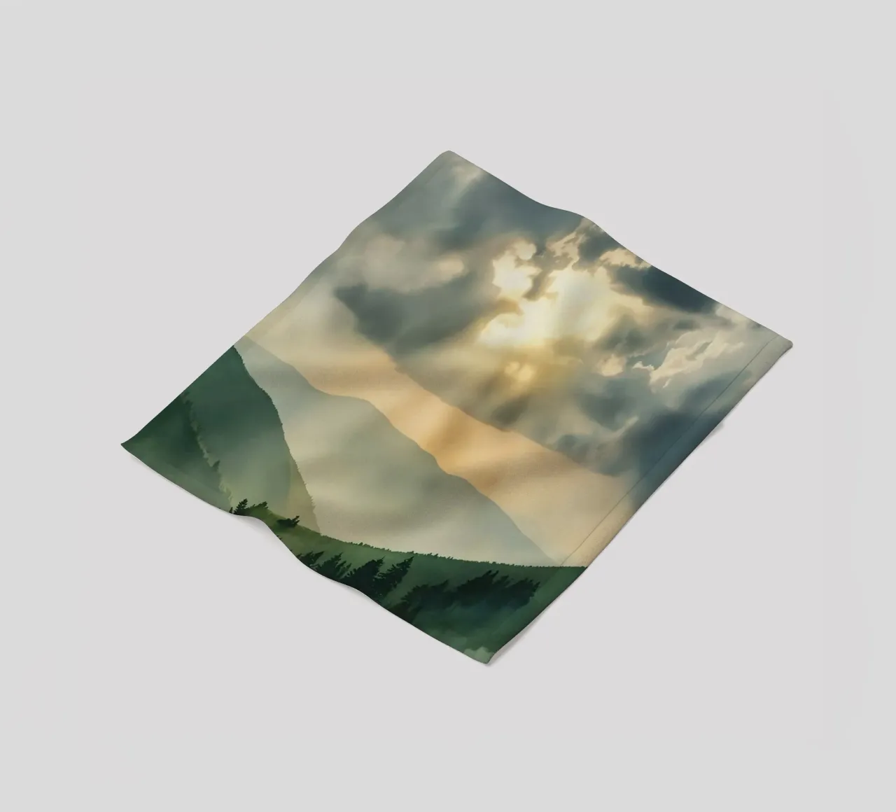 Paesaggio montano con raggi di sole coperta in pile da DesignDoodle