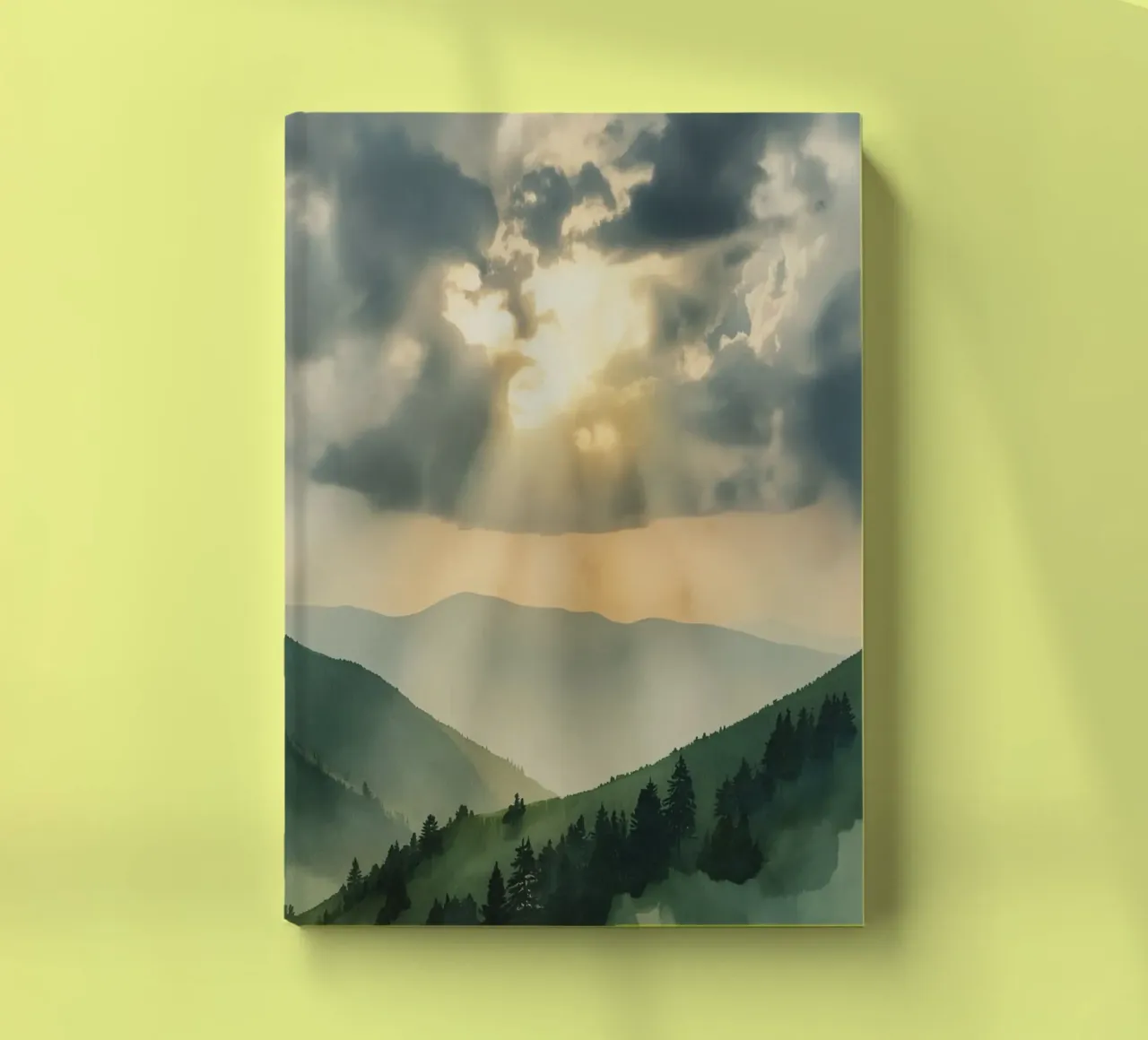 Paesaggio montano con raggi di sole diario da DesignDoodle