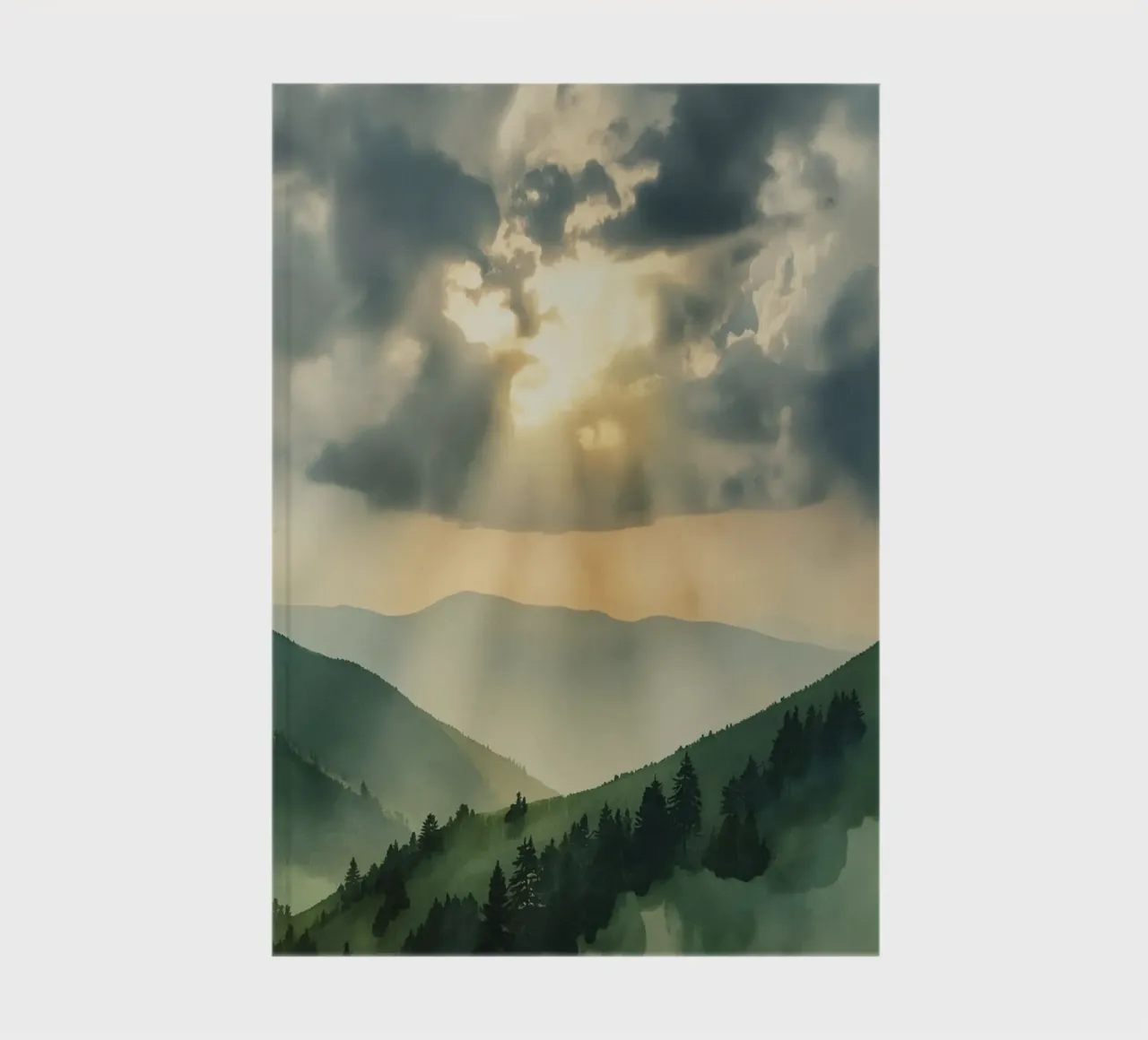 Paesaggio montano con raggi di sole diario da DesignDoodle