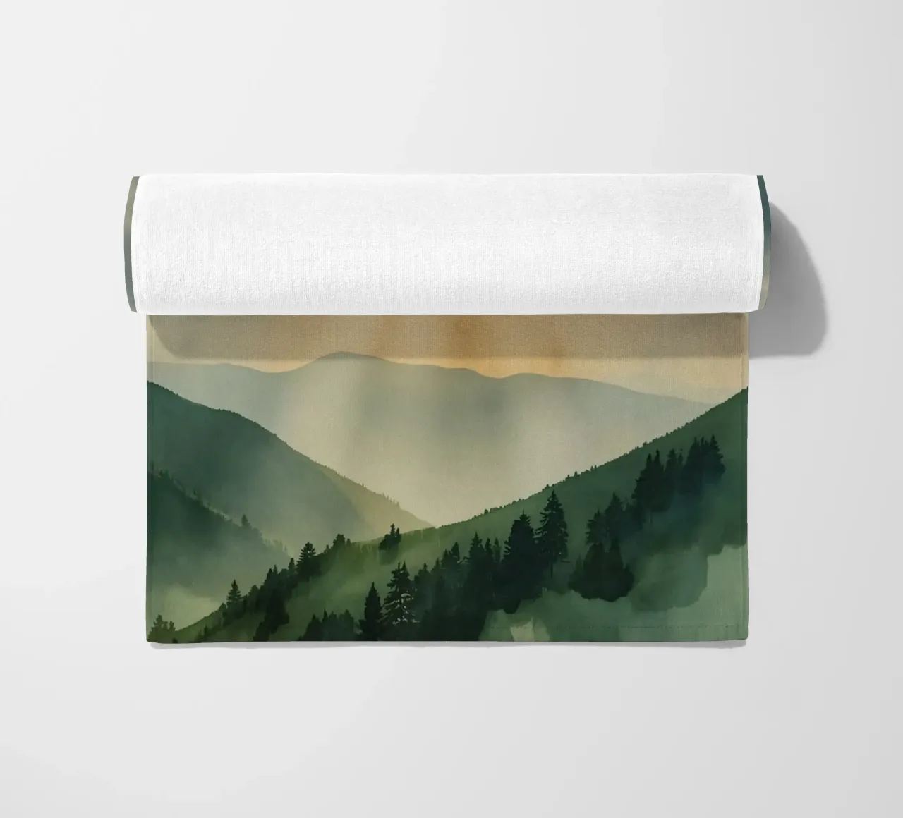 Paesaggio montano con raggi di sole telo mare da DesignDoodle