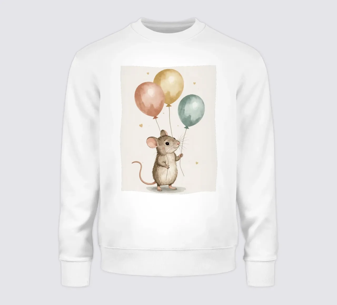 Simpatico topo felice che tiene in mano tre palloncini felpa da DesignDoodle