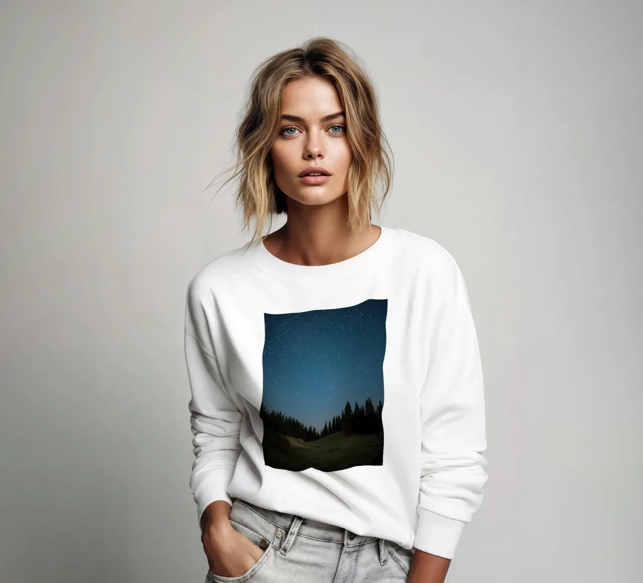 Cielo notturno su foresta e collina felpa da DesignDoodle