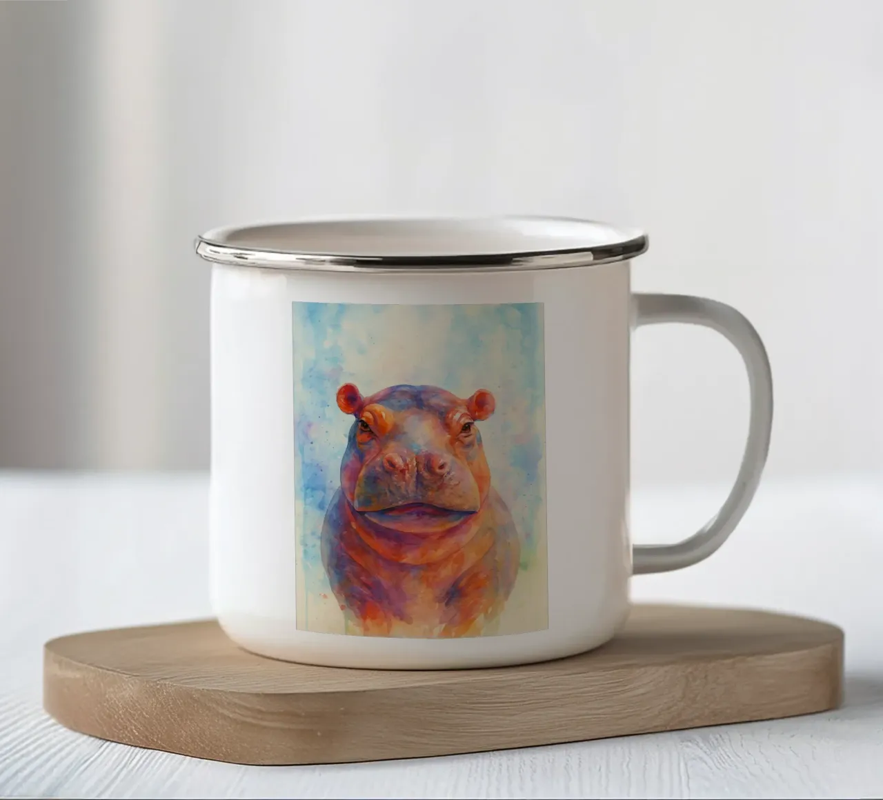 disegno di un cucciolo di ippopotamo tazza in smalto da sunflower