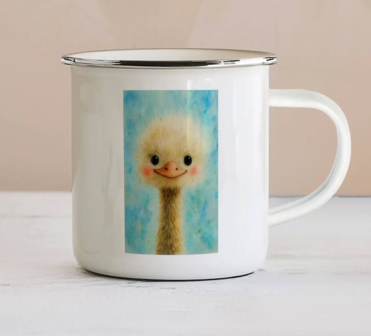 disegno del cucciolo di struzzo tazza in smalto da sunflower