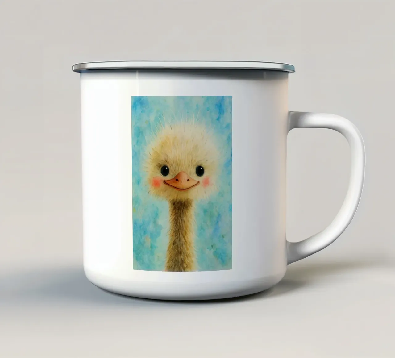 disegno del cucciolo di struzzo tazza in smalto da sunflower