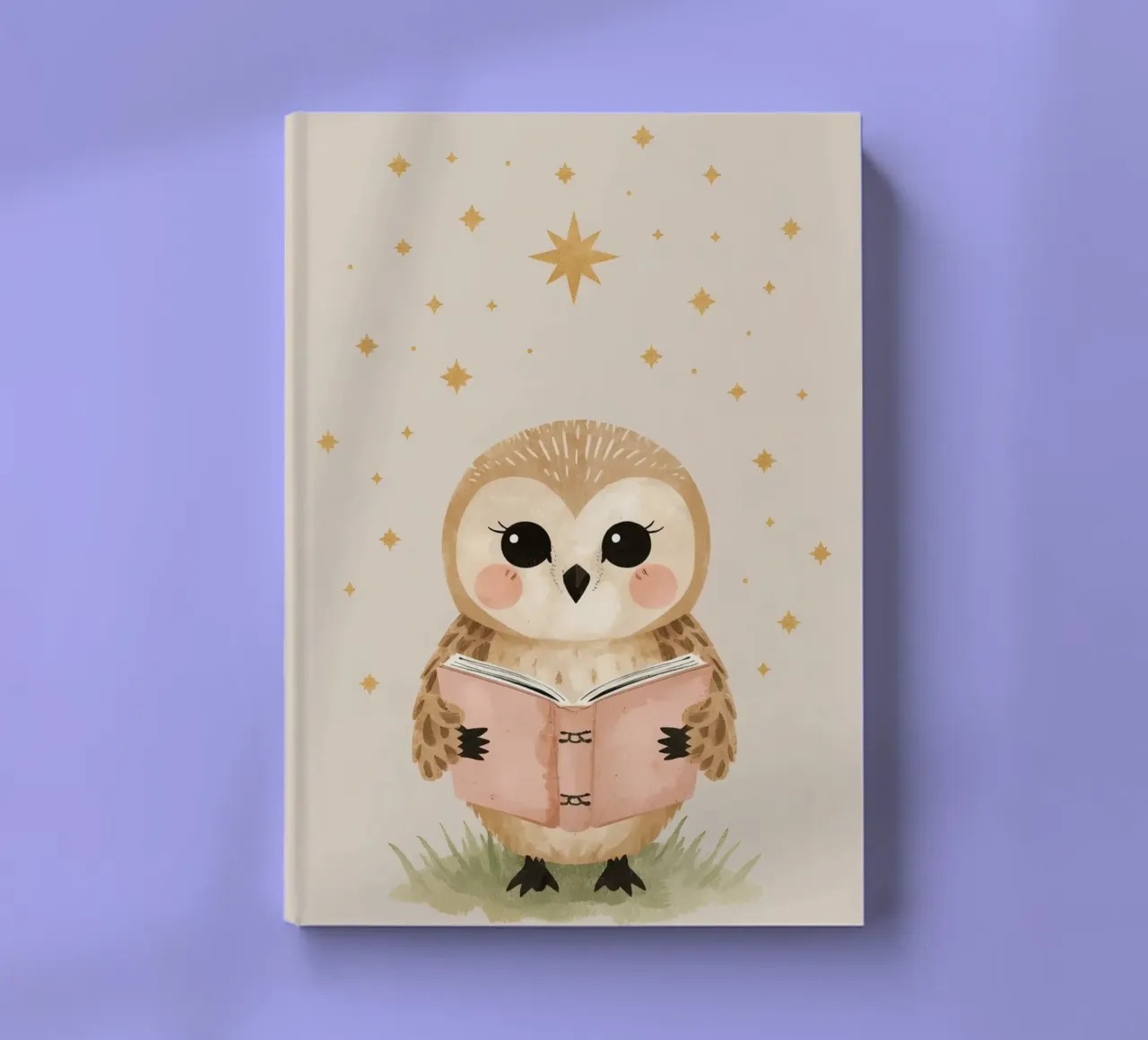 Owl Reading Book Under Stars notebook by DesignDoodle