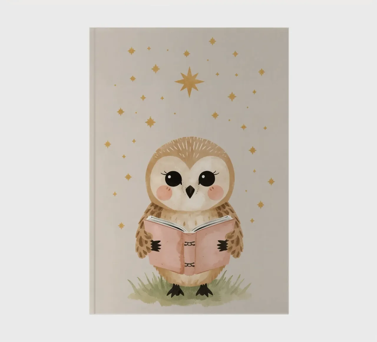 Owl Reading Book Under Stars notebook by DesignDoodle