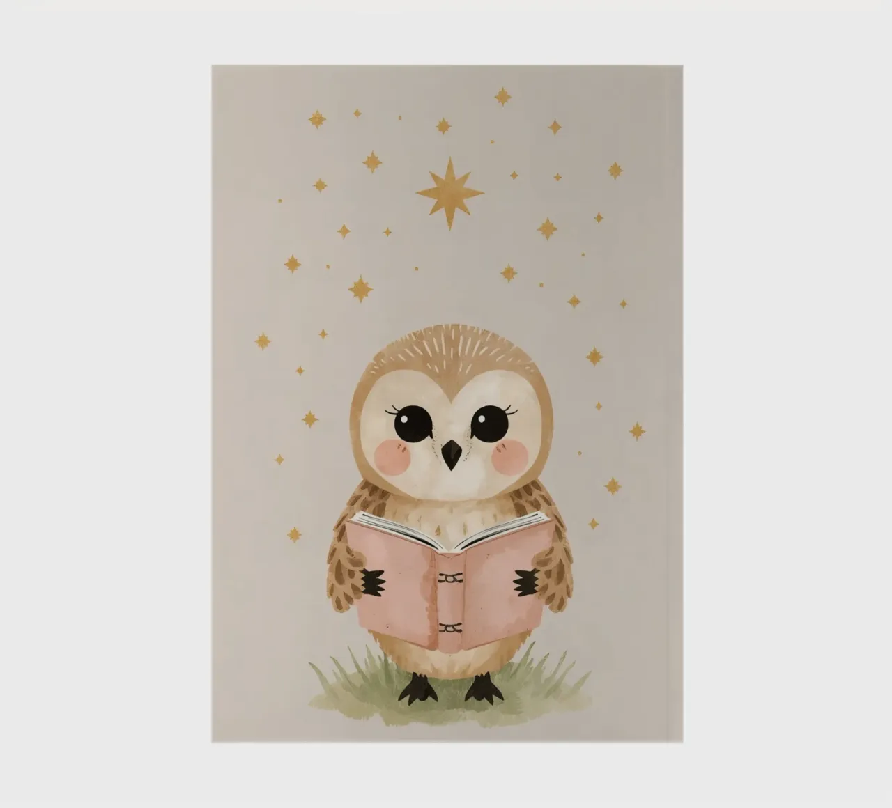 Owl Reading Book Under Stars notebook by DesignDoodle