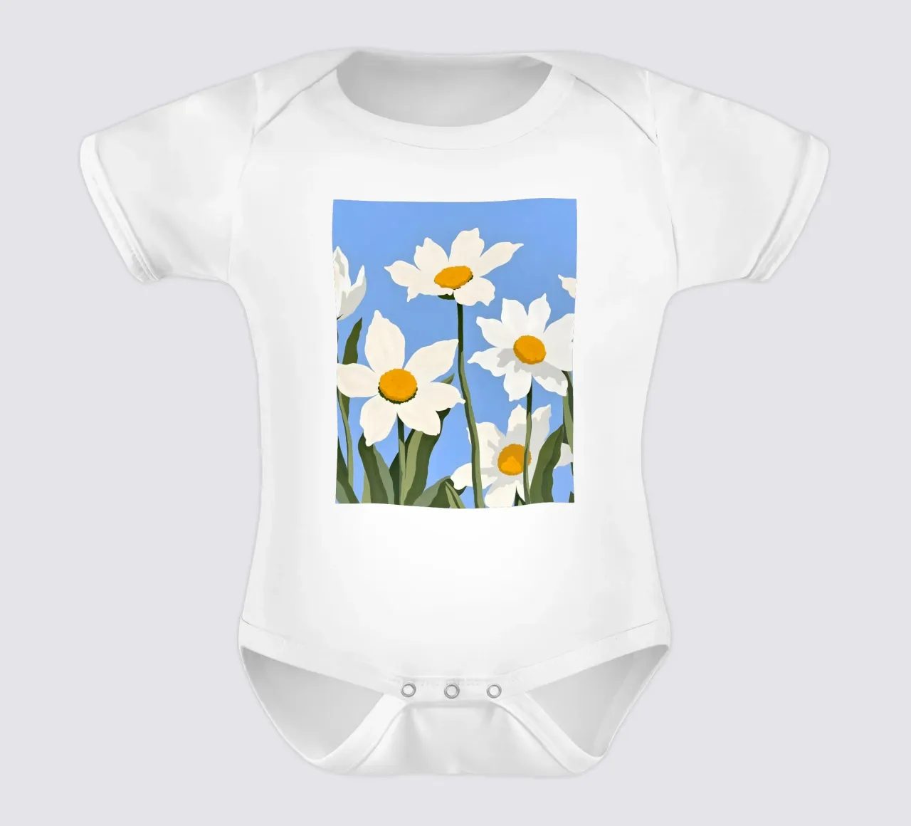 Fiori di sole body neonato maniche corte da secondsunstudio