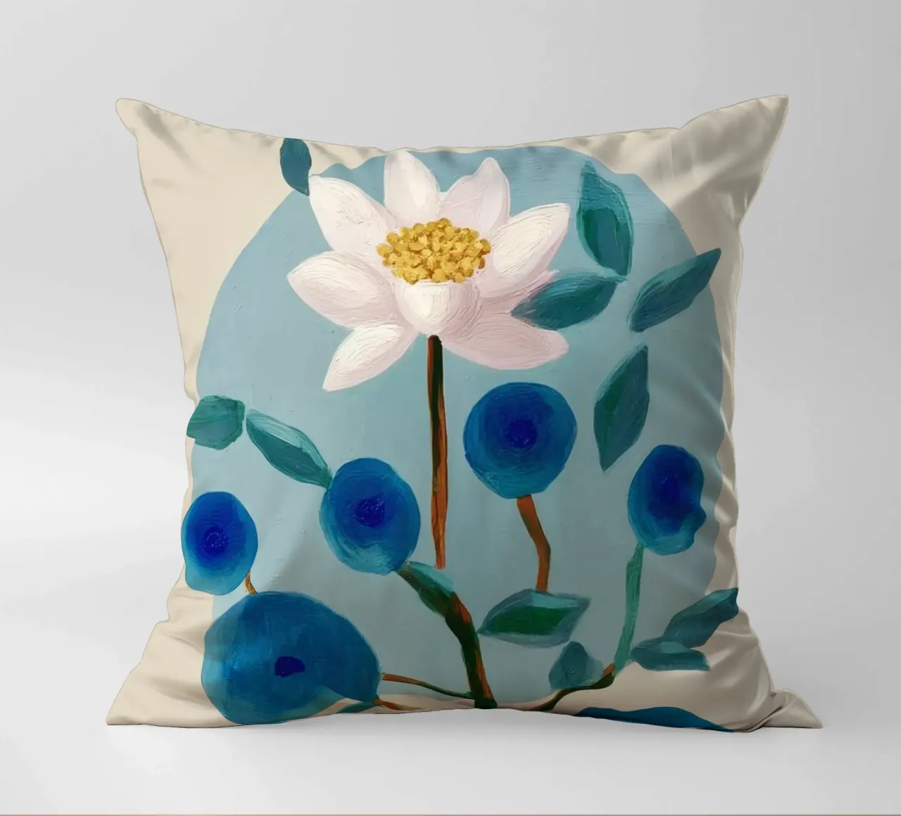 Stylized Lotus Flower Art cuscino da Flow Line