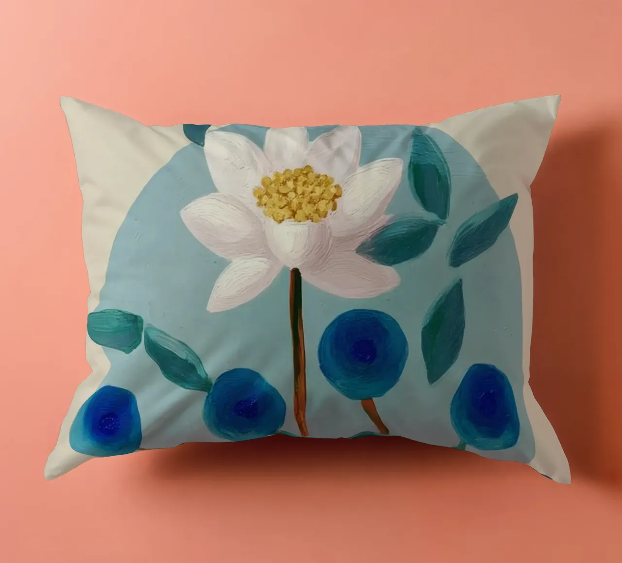 Stylized Lotus Flower Art cuscino da Flow Line