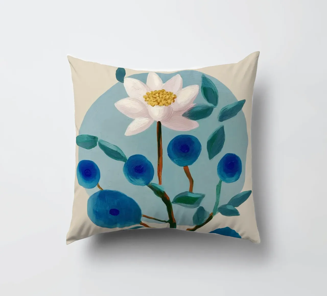 Stylized Lotus Flower Art cuscino da Flow Line