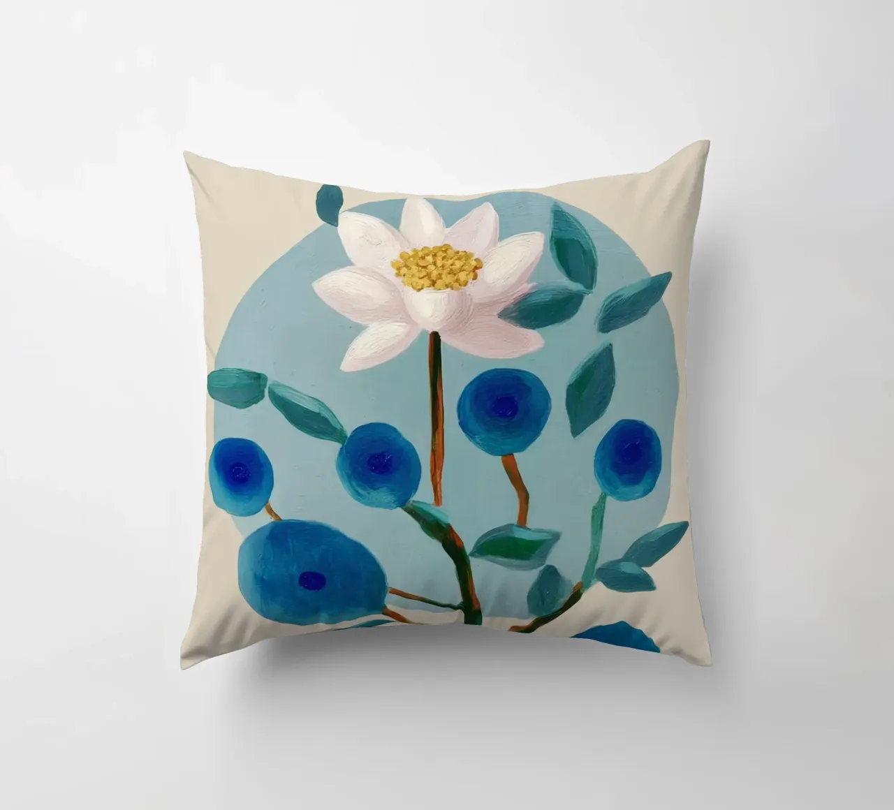 Stylized Lotus Flower Art cuscino da Flow Line