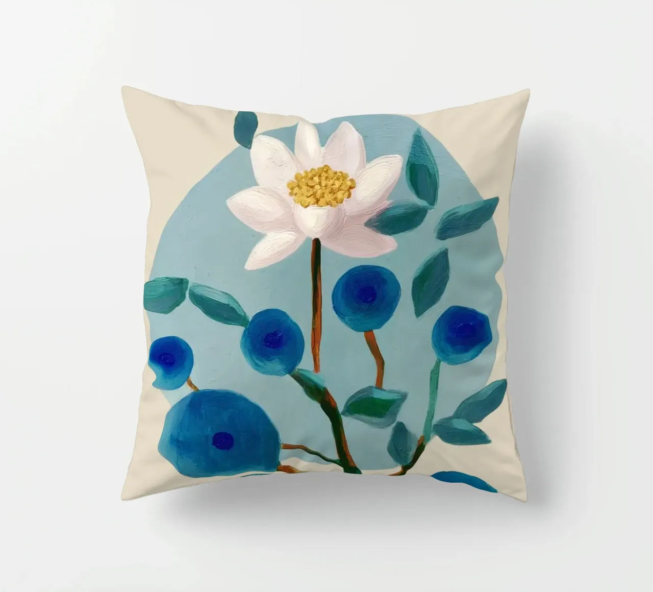 Stylized Lotus Flower Art cuscino da Flow Line
