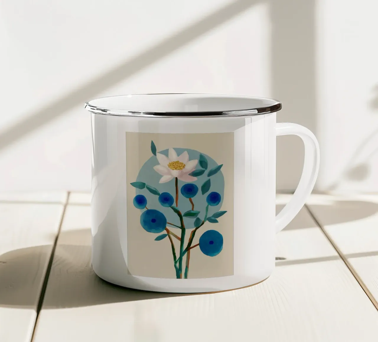 Stylized Lotus Flower Art tazza in smalto da Flow Line