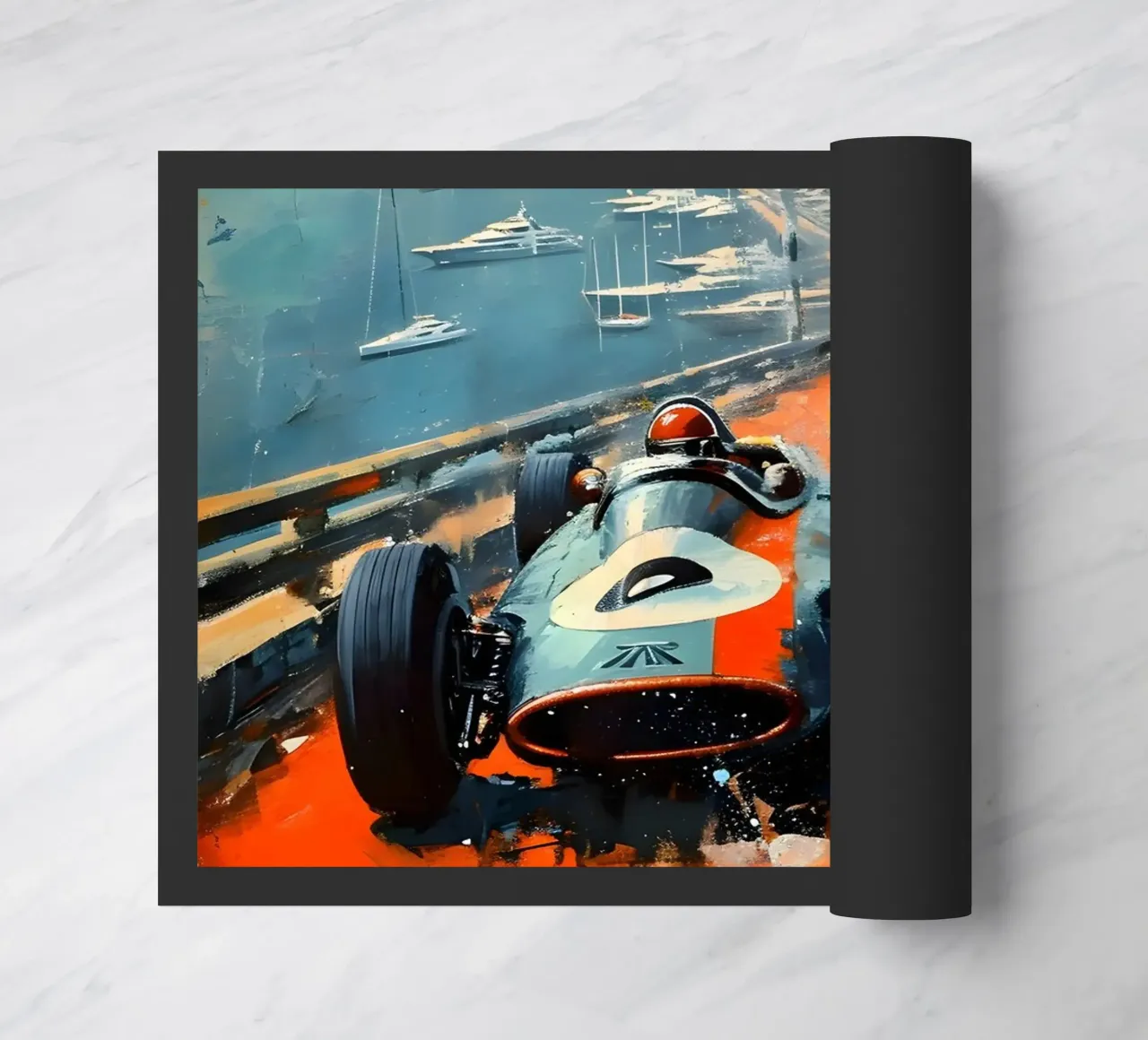 Monaco oldtimer deurmat van Vintage Travel Art