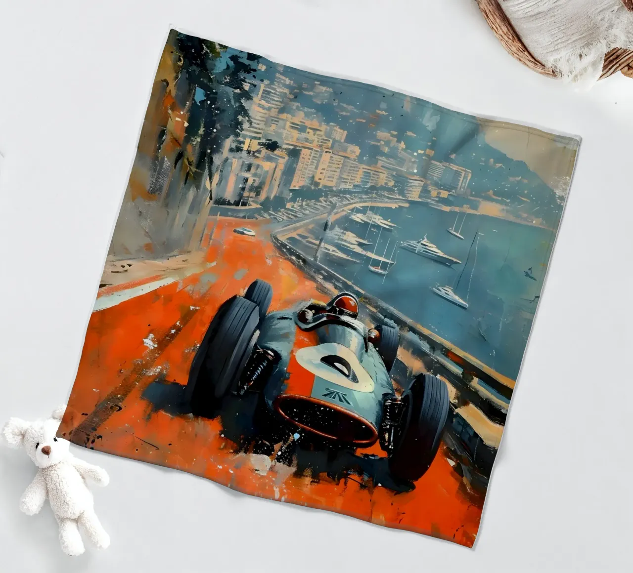 Monaco oldtimer fleecedeken van Vintage Travel Art