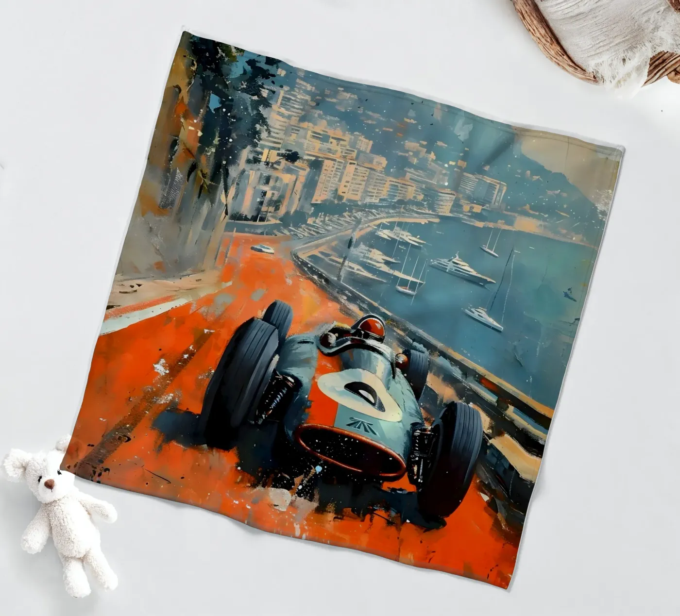 Monaco oldtimer fleecedeken van Vintage Travel Art