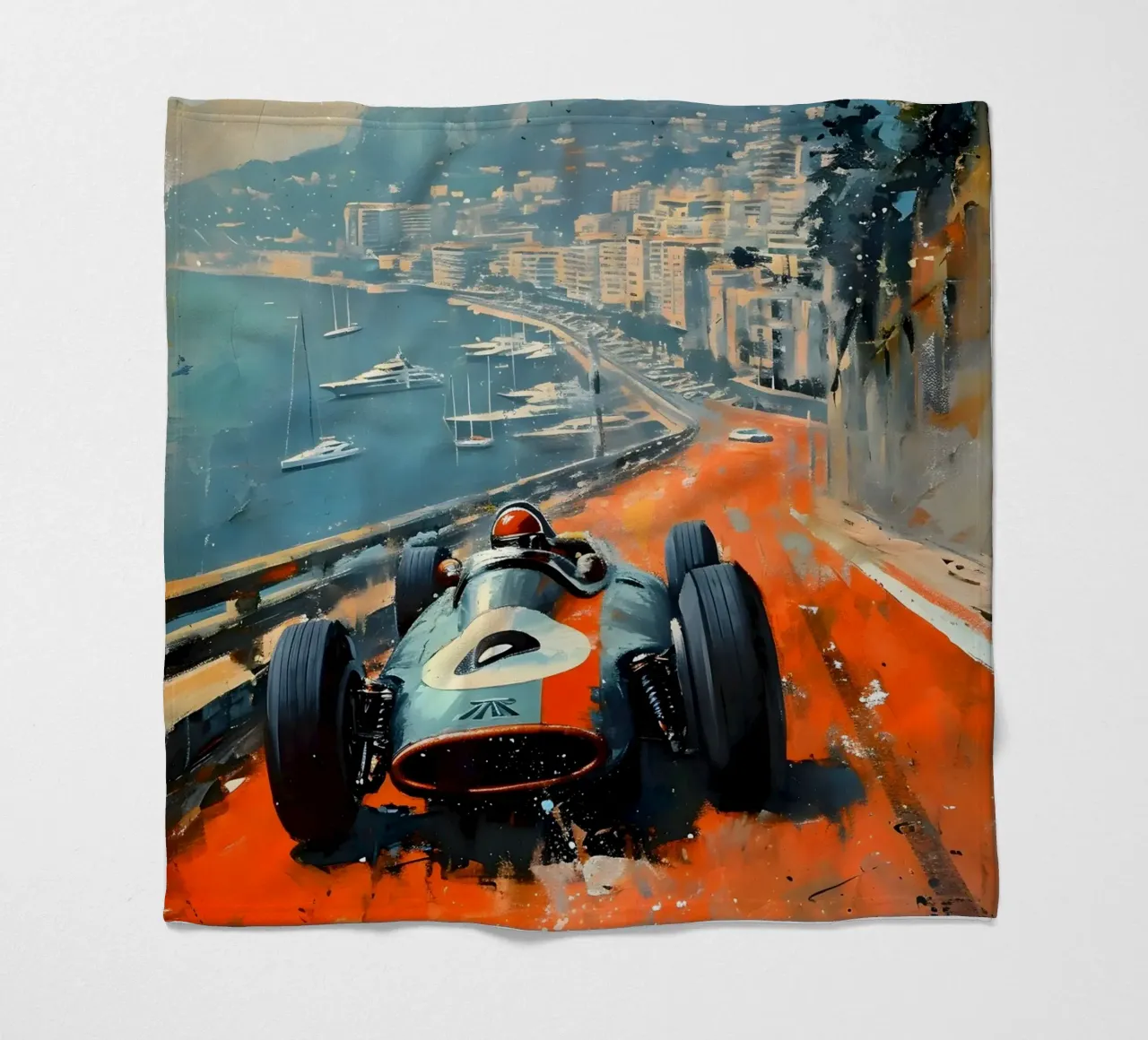 Monaco oldtimer fleecedeken van Vintage Travel Art