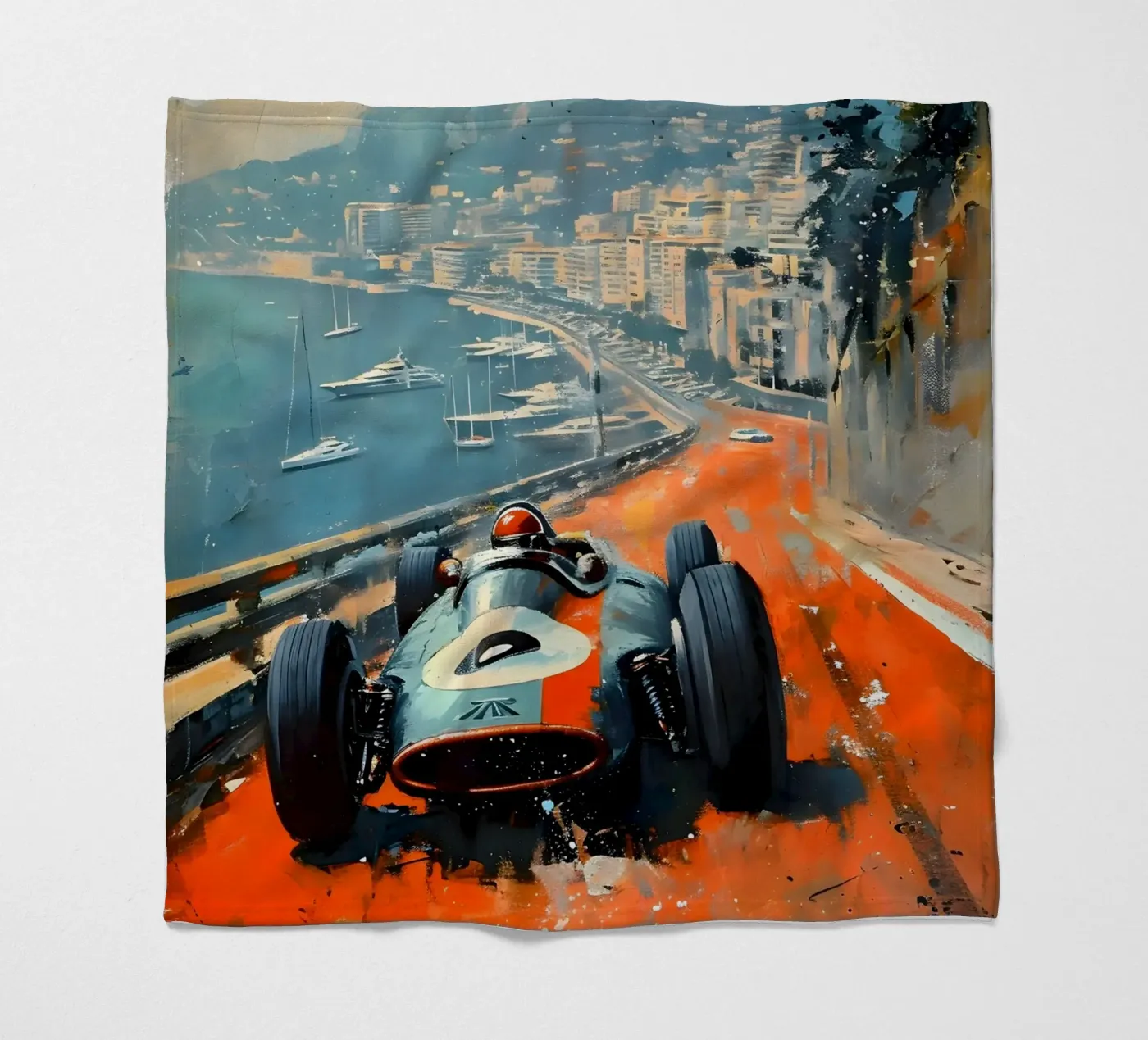 Monaco oldtimer fleecedeken van Vintage Travel Art