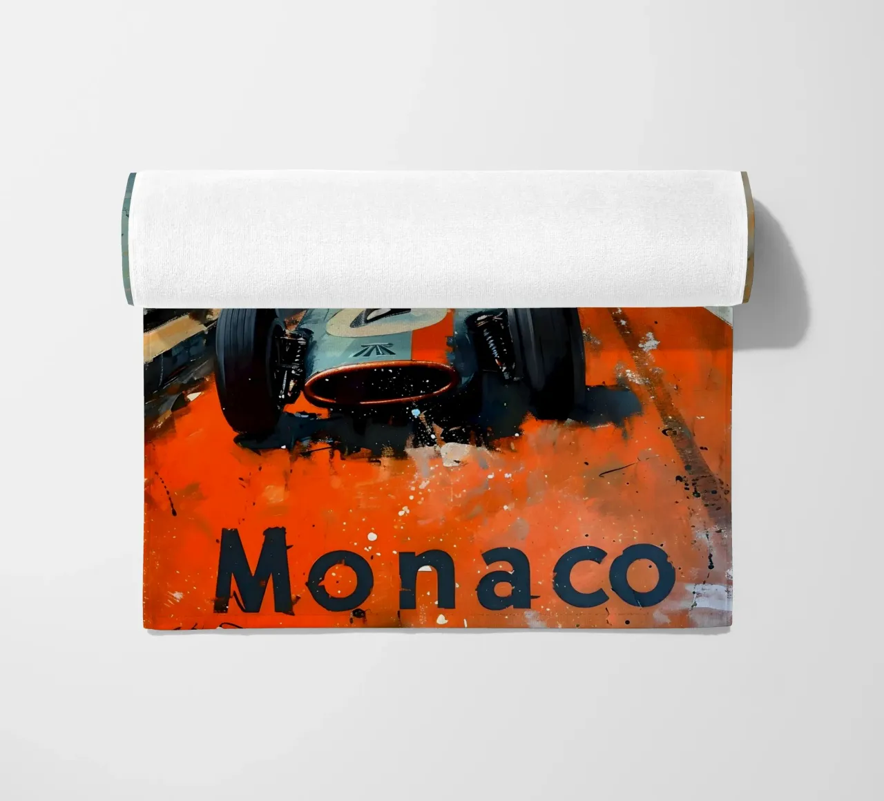 Monaco auto da corsa d'epoca telo mare da Vintage Travel Art