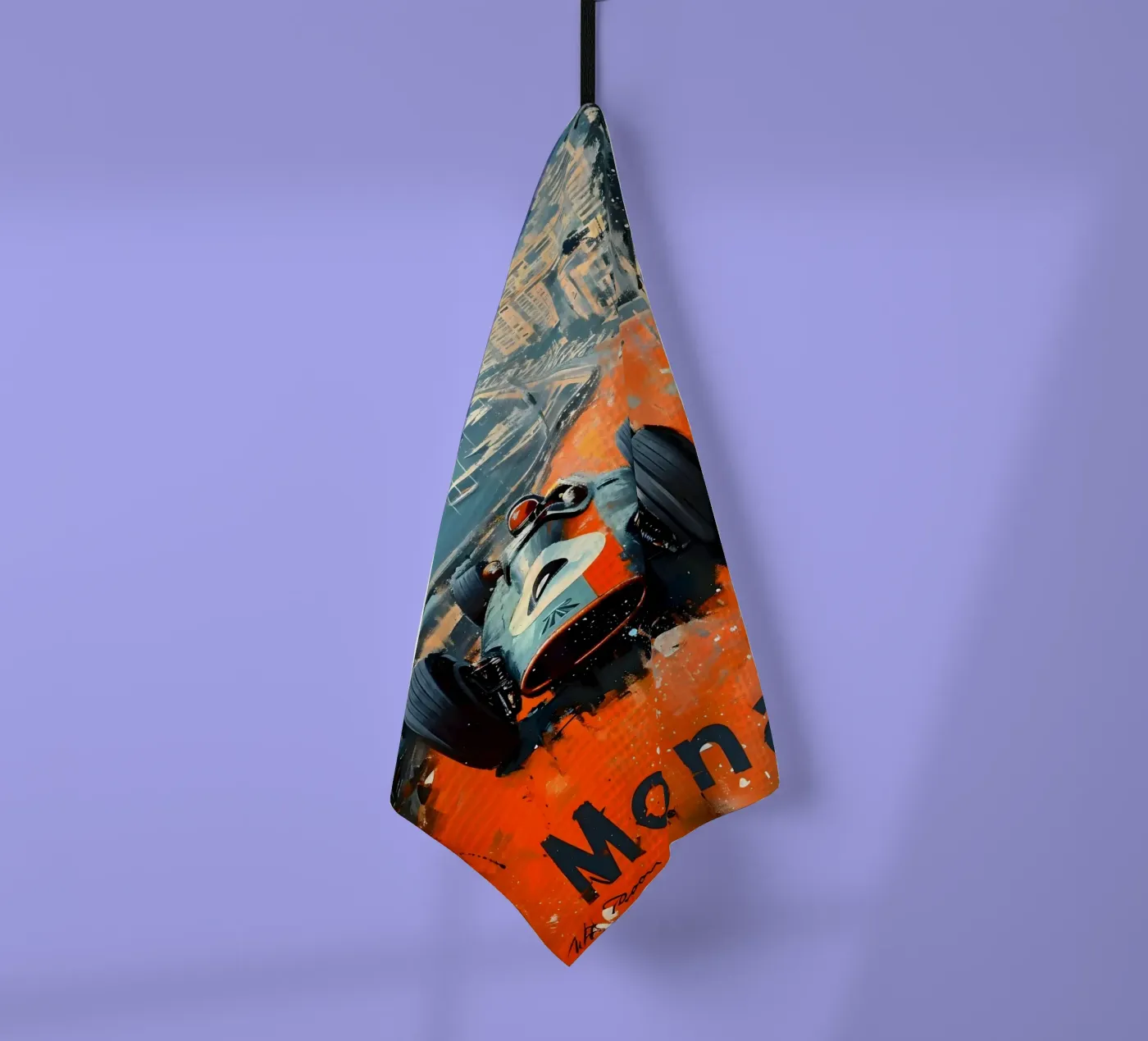 Monaco vintage racing car theedoek van Vintage Travel Art