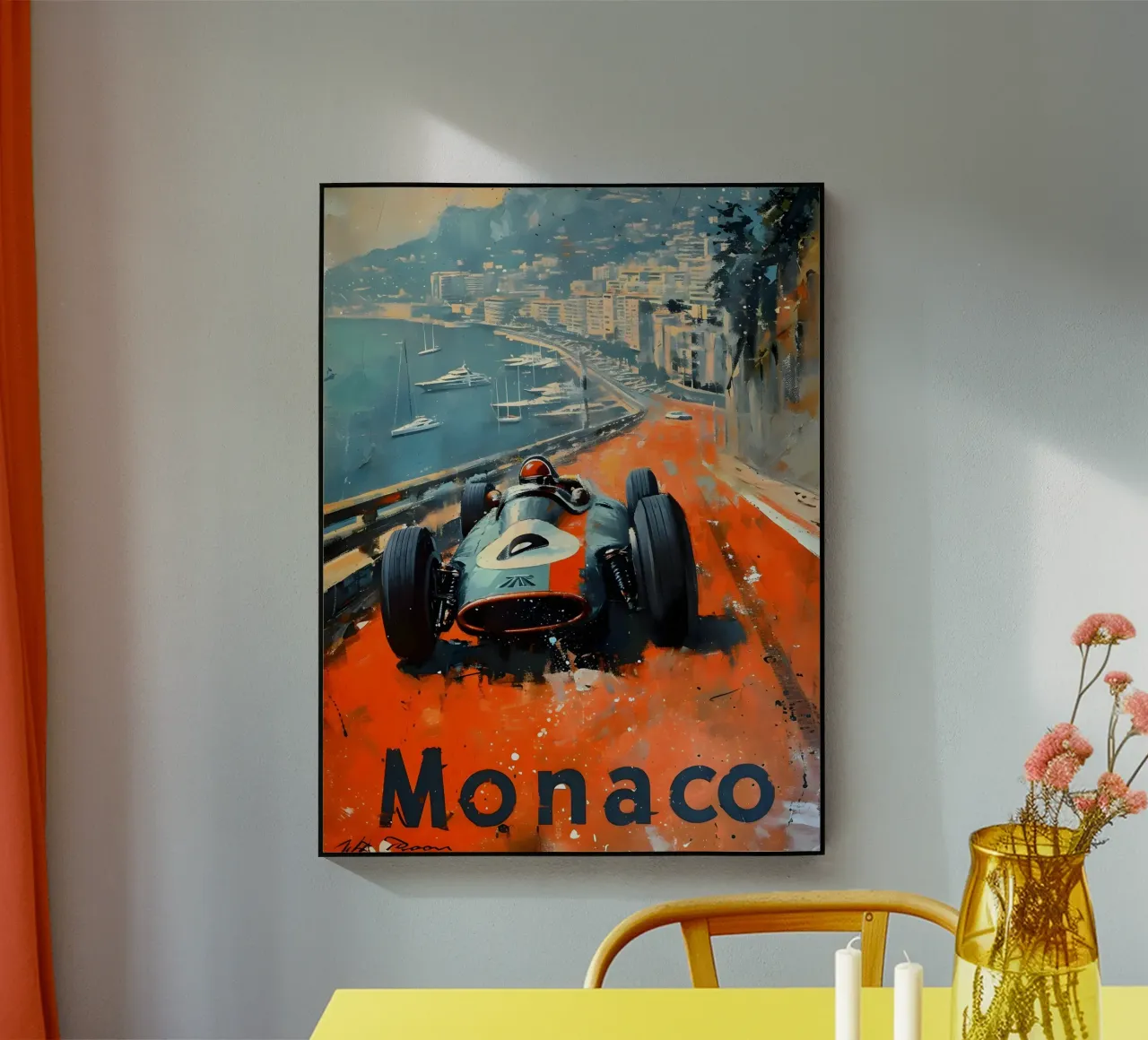 Monaco oldtimer acryl van Vintage Travel Art