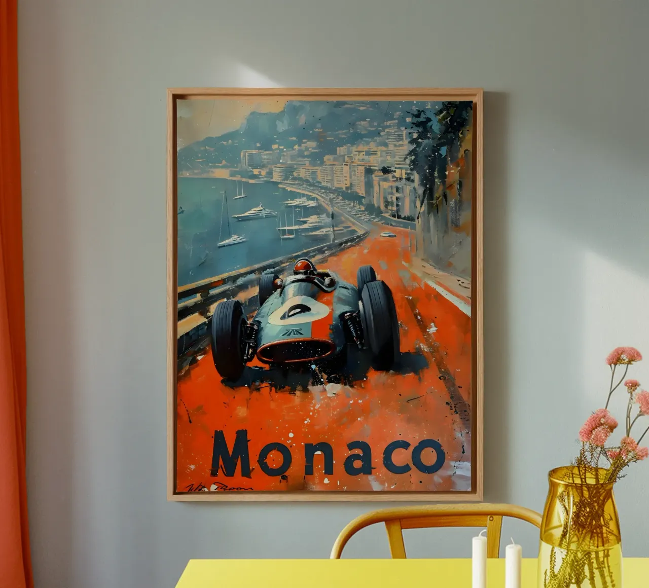 Monaco oldtimer canvas van Vintage Travel Art