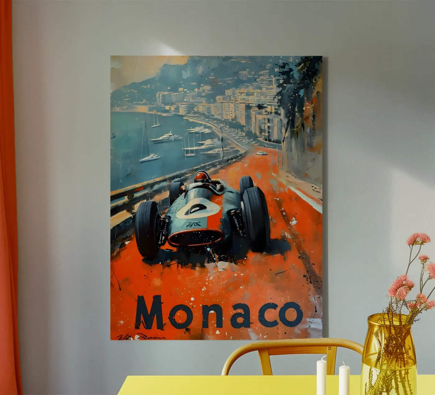 Monaco auto da corsa d'epoca tela da Vintage Travel Art