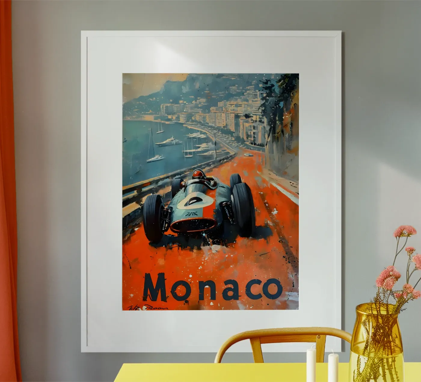 Monaco vintage racing car poster van Vintage Travel Art