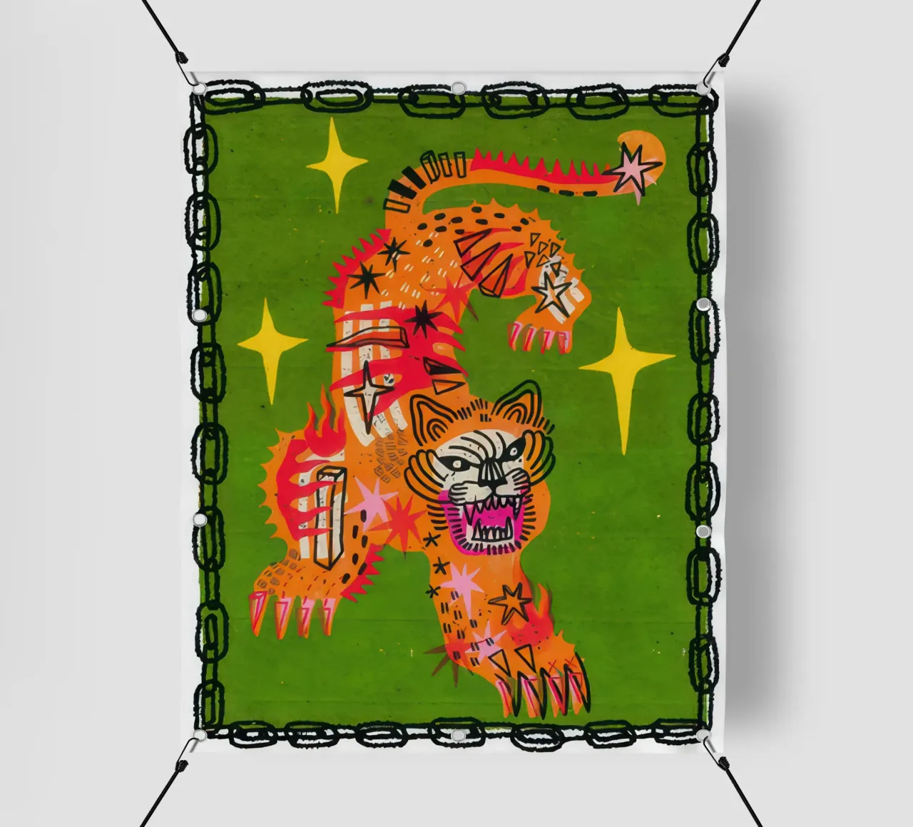 Tigre in verde telo in pvc da Roger