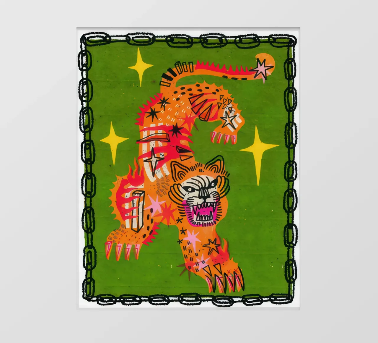Tigre in verde telo in pvc da Roger