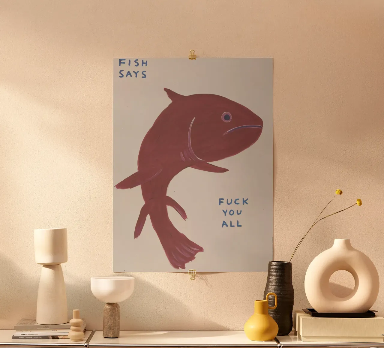 il pesce dice: "Fanculo a tutti". carta hahnemühle da Annie