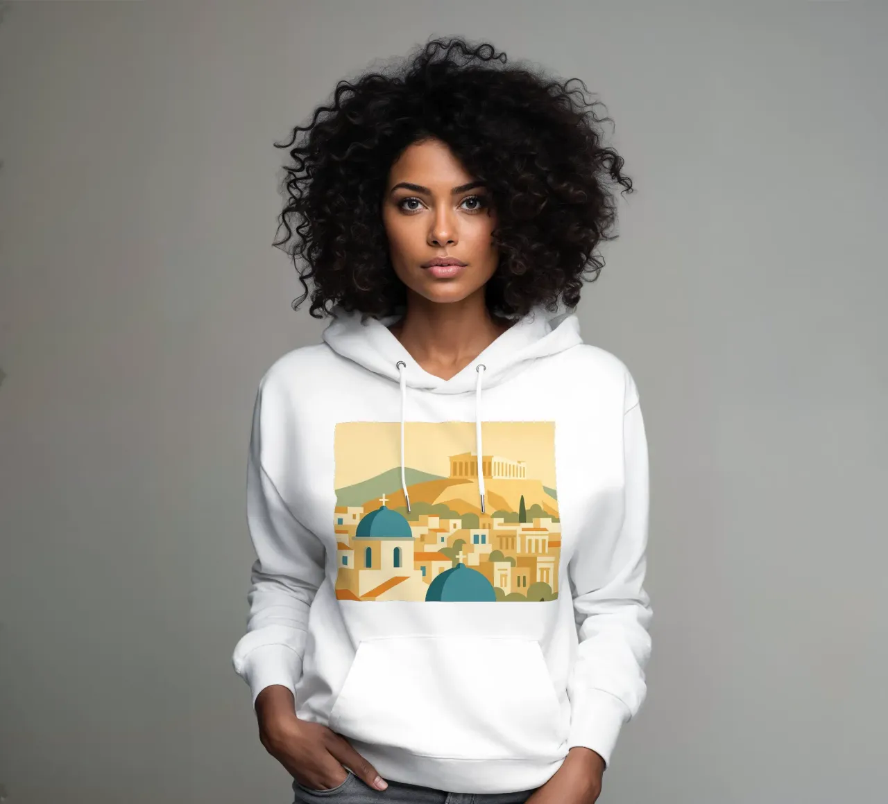 Atene a colori: viaggio nella Grecia d'epoca felpa con cappuccio da JETLAG | affiches voyage