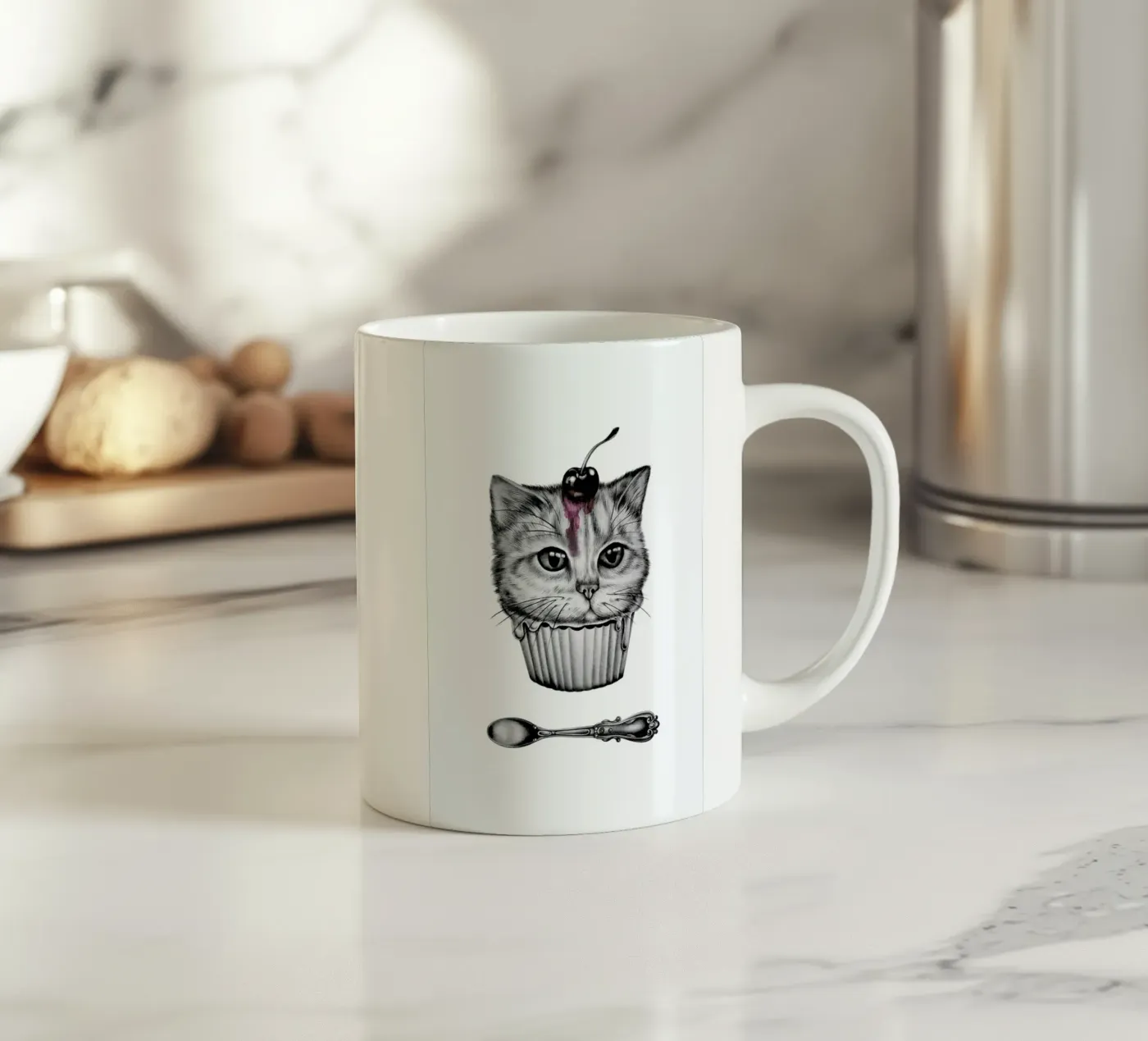 Cupcat ceramic mug by Maria Vdovichenko