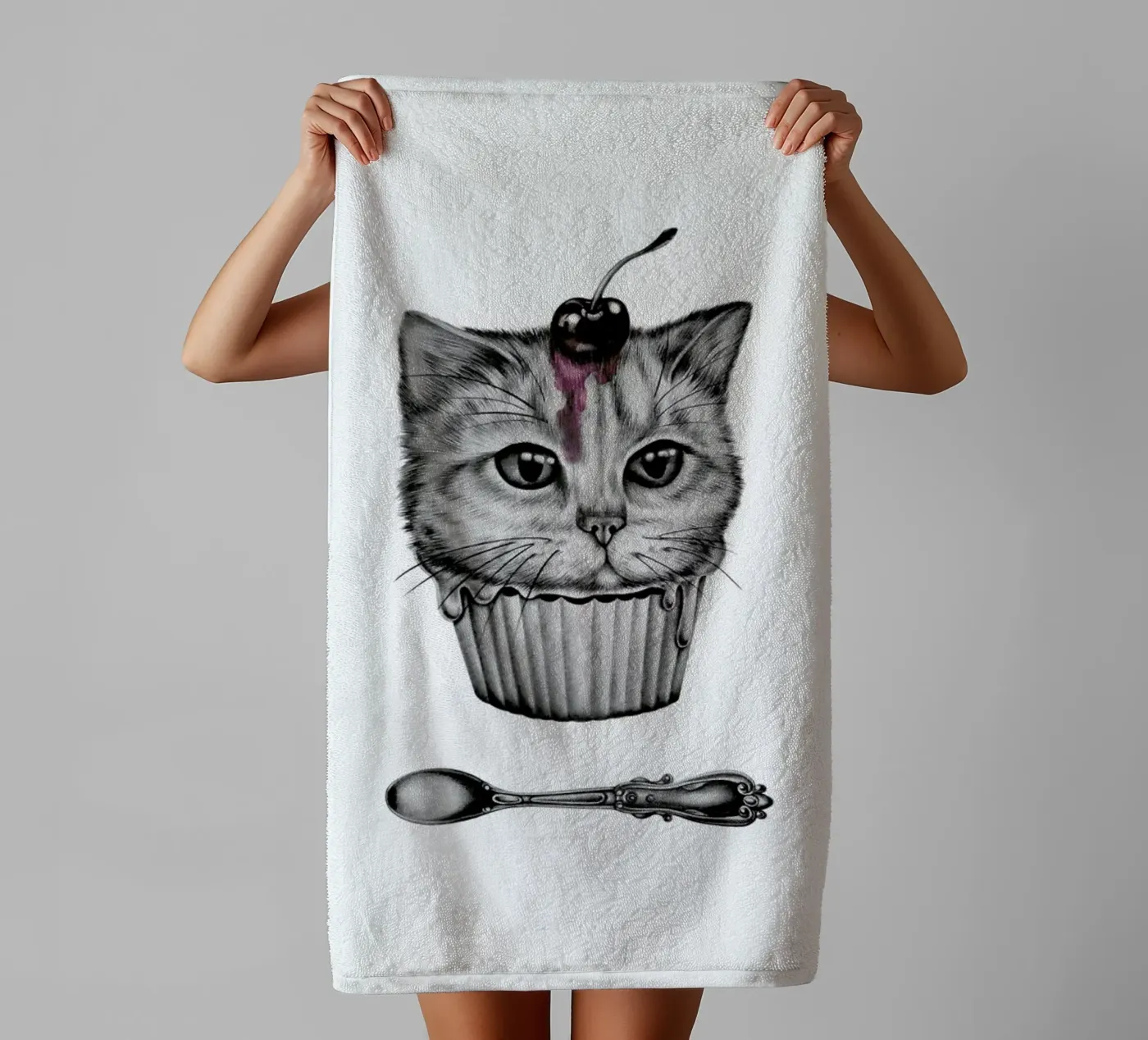 Cupcat badhanddoek van Maria Vdovichenko