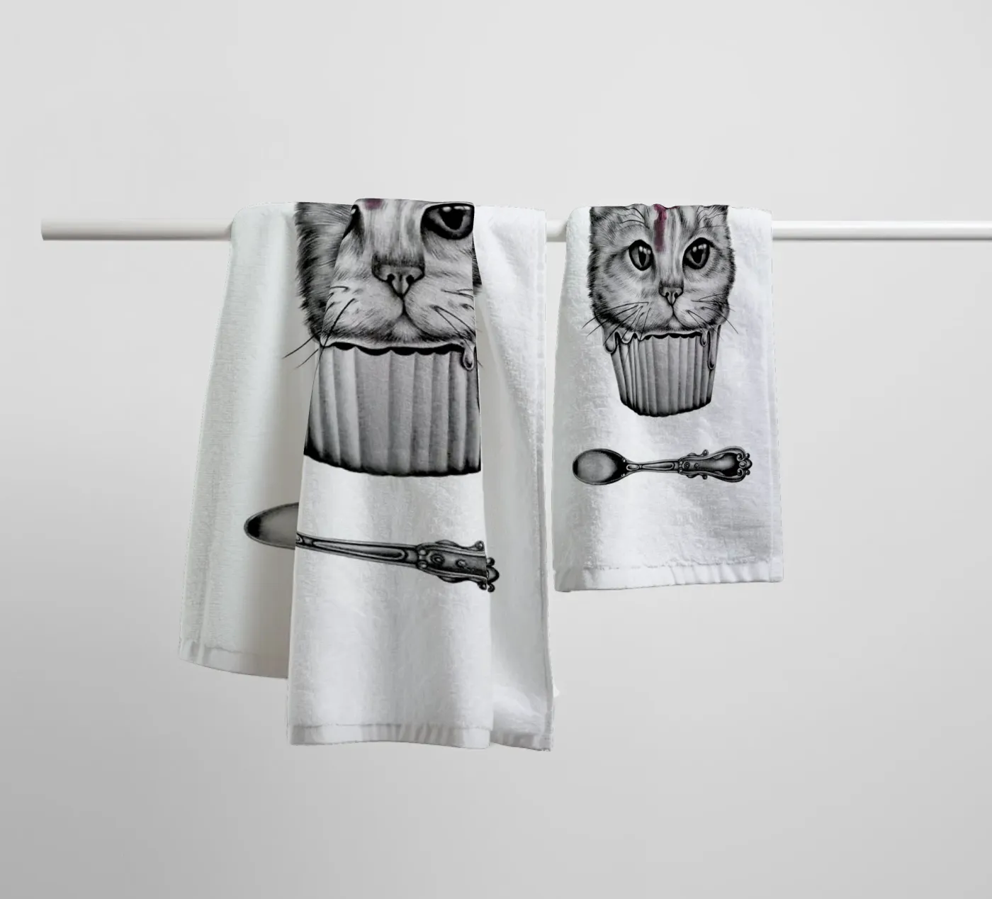 Cupcat badhanddoek van Maria Vdovichenko