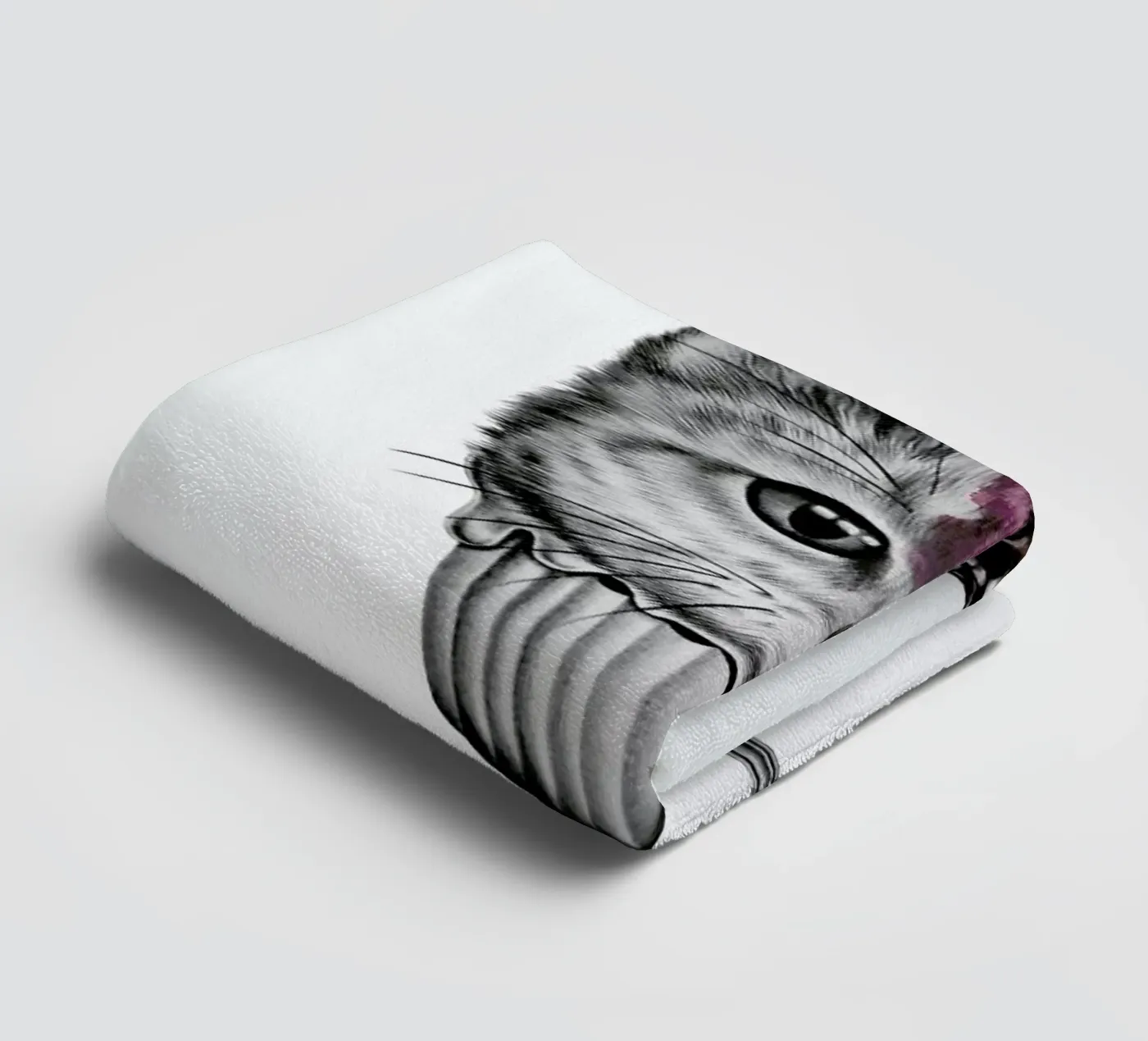 Cupcat towel by Maria Vdovichenko