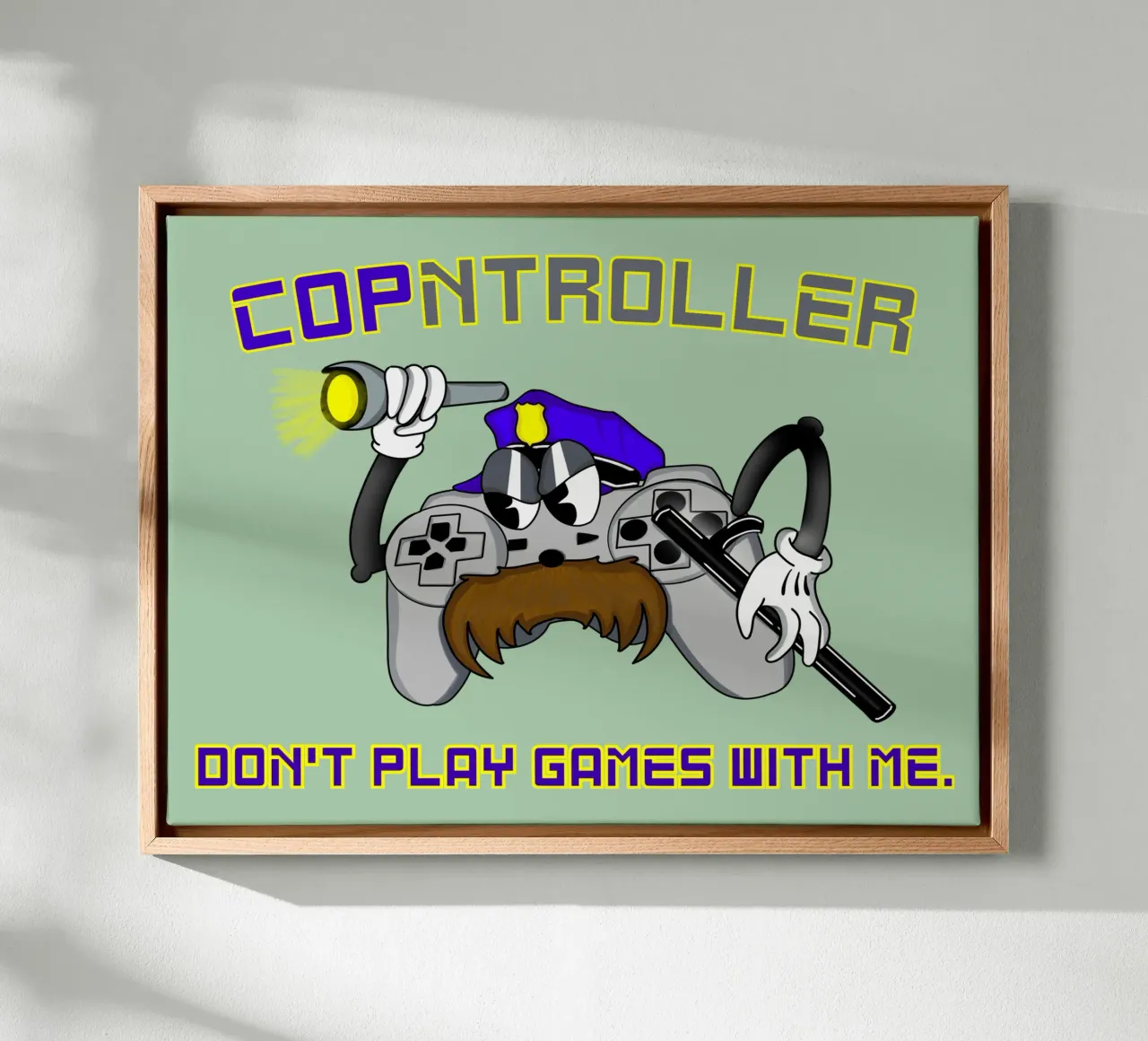 Divertente Videogioco Retro Gamer Cartoon di gioco tela con Cornice a cassetta da sillyindustries