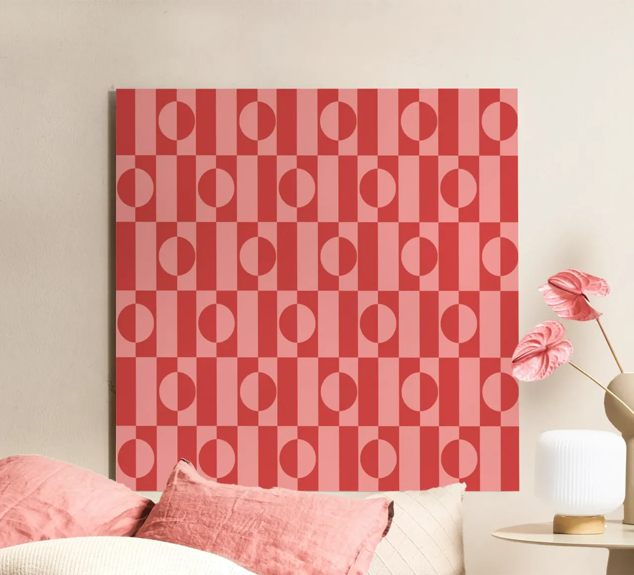 Rose eclectic geometric mid century modern pattern alluminio dibond da TijanaArtStudio88